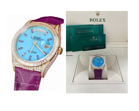 128458 rolex|Rolex Purple Strap Blue Dial Factory Daydate Diamonds 128458tbr.